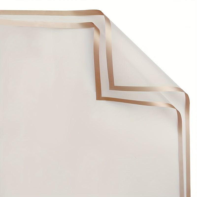 10pcs Golden Border Rose Flower Wrapping Paper Half Transparent Gift Packing