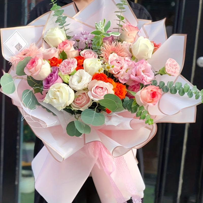 20pcs Golden Edge Jelly Film Flower Wrapping Paper Bouquet Material Wedding DIY