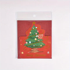 1pc Christmas Gilded Greeting Card Gift Message Card Envelope Paper Carved Card