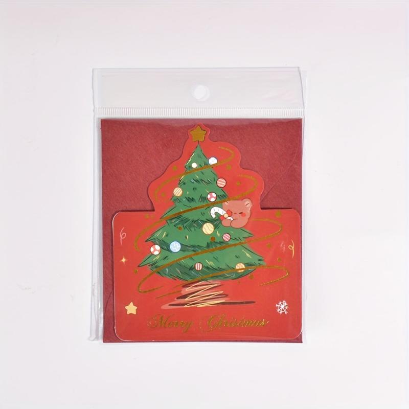 1pc Christmas Gilded Greeting Card Gift Message Card Envelope Paper Carved Card