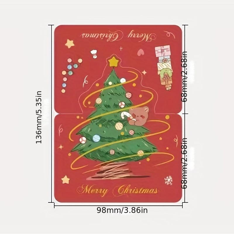 1pc Christmas Gilded Greeting Card Gift Message Card Envelope Paper Carved Card