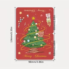 1pc Christmas Gilded Greeting Card Gift Message Card Envelope Paper Carved Card