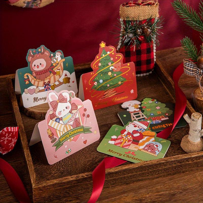 1pc Christmas Gilded Greeting Card Gift Message Card Envelope Paper Carved Card