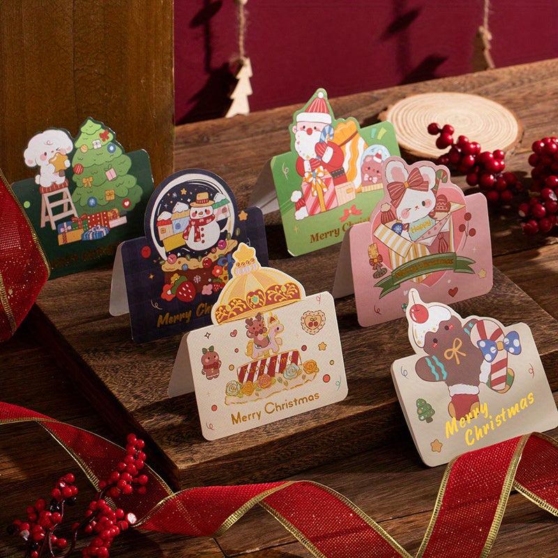 1pc Christmas Gilded Greeting Card Gift Message Card Envelope Paper Carved Card