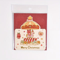 1pc Christmas Gilded Greeting Card Gift Message Card Envelope Paper Carved Card