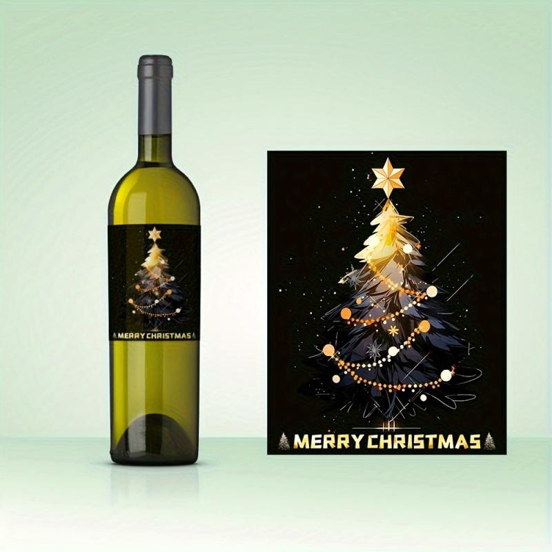 9pcs Christmas Wine Bottle Stickers 12.7x9 for Christmas Party Decorations