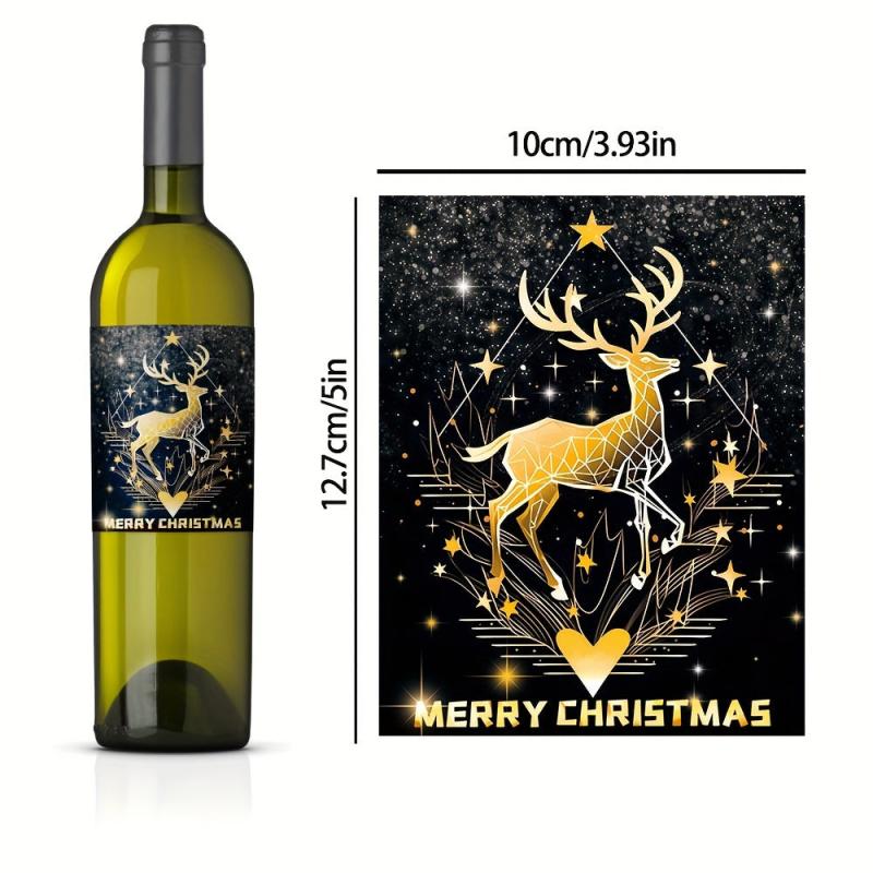 9pcs Christmas Wine Bottle Stickers 12.7x9 for Christmas Party Decorations