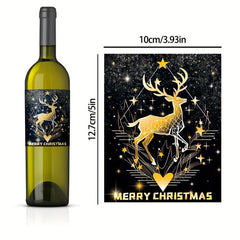 9pcs Christmas Wine Bottle Stickers 12.7x9 for Christmas Party Decorations