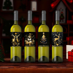 9pcs Christmas Wine Bottle Stickers 12.7x9 for Christmas Party Decorations