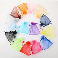 10-15pcs Pearl Yarn Mesh Drawstring Small Bags Bundle Gift Jewelry Gauze Bag