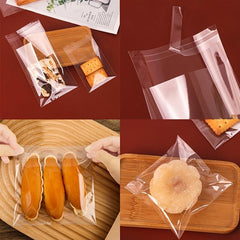 100pcs Clear Cellophane Goodie Bags Self Adhesive Treat Bags Tassel Cookie Bags