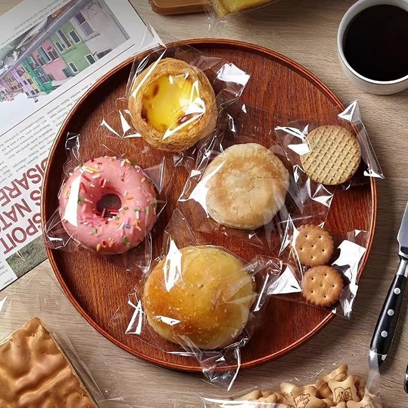 100pcs Clear Cellophane Goodie Bags Self Adhesive Treat Bags Tassel Cookie Bags