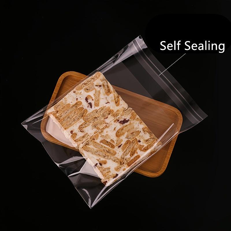 100pcs Clear Cellophane Goodie Bags Self Adhesive Treat Bags Tassel Cookie Bags