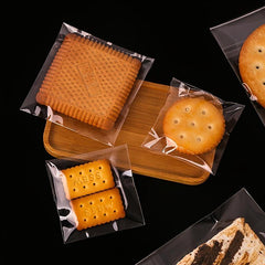 100pcs Clear Cellophane Goodie Bags Self Adhesive Treat Bags Tassel Cookie Bags