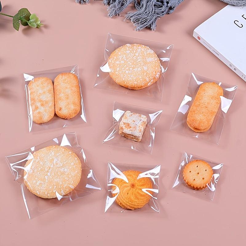 100pcs Clear Cellophane Goodie Bags Self Adhesive Treat Bags Tassel Cookie Bags