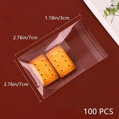 100pcs Clear Cellophane Goodie Bags Self Adhesive Treat Bags Tassel Cookie Bags
