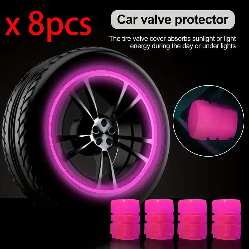 8pcs Mini Luminous Tire Valve Caps Colorful Glowing Valve Cover Car Motorcycle