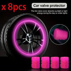 8pcs Mini Luminous Tire Valve Caps Colorful Glowing Valve Cover Car Motorcycle