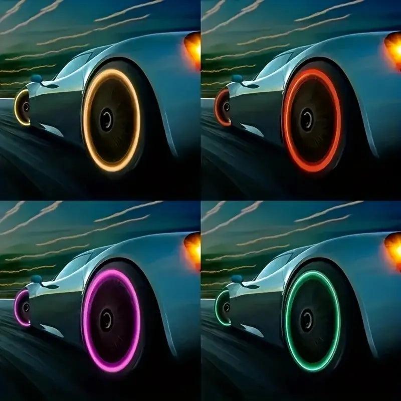 8pcs Mini Luminous Tire Valve Caps Colorful Glowing Valve Cover Car Motorcycle