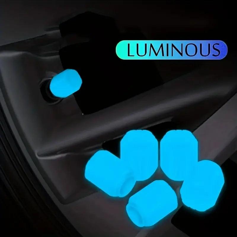 8pcs Mini Luminous Tire Valve Caps Colorful Glowing Valve Cover Car Motorcycle
