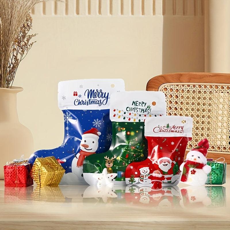 10pcs Christmas Stocking Bags for Kids' Festive Fun