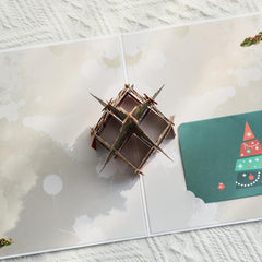 1pc 3D Christmas Tree Postcard Small Card Paper Carved Cartoon Card