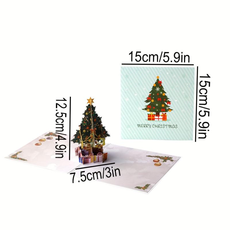 1pc 3D Christmas Tree Postcard Small Card Paper Carved Cartoon Card