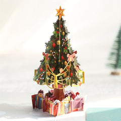 1pc 3D Christmas Tree Postcard Small Card Paper Carved Cartoon Card