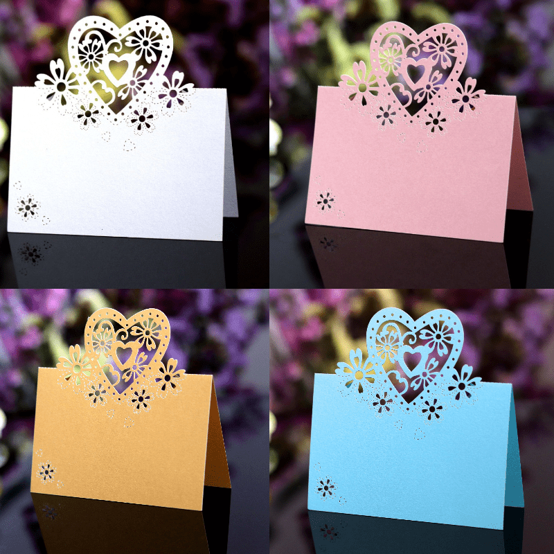 10pcs Love Hollow Table Card Holiday Wedding Banquet Party Decoration