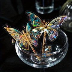 10sheets Ice Crystal Golden Butterfly Waterproof Stickers Pack