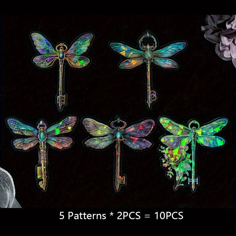 10sheets Ice Crystal Golden Butterfly Waterproof Stickers Pack