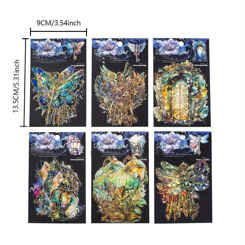 10sheets Ice Crystal Golden Butterfly Waterproof Stickers Pack