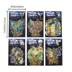 10sheets Ice Crystal Golden Butterfly Waterproof Stickers Pack
