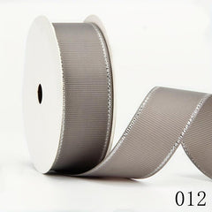 9.14 Meter Silvery Edged Polyester Grosgrain Ribbon for Flower Gift Wrapping