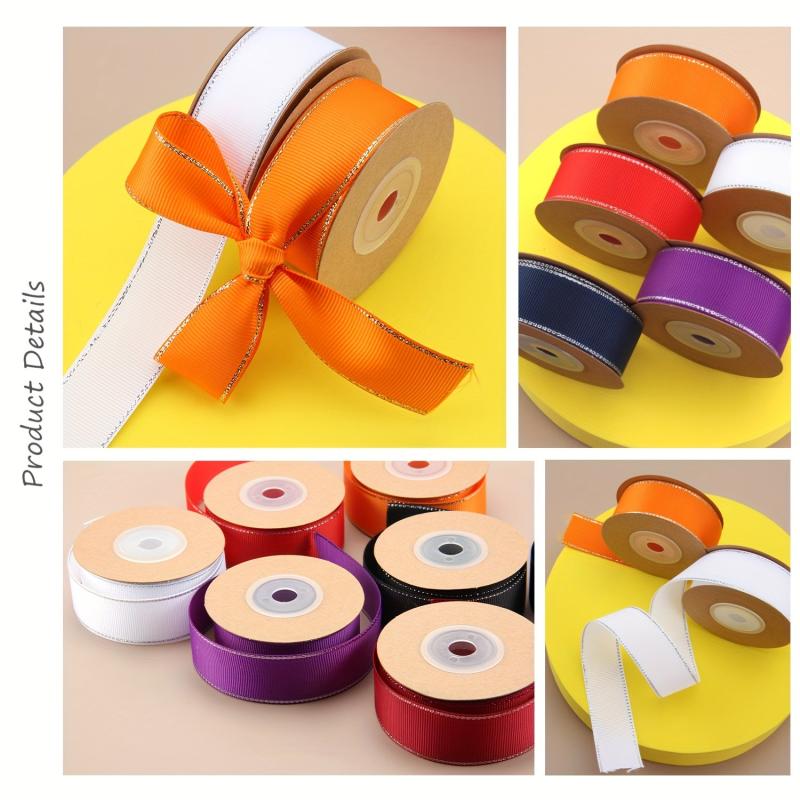 9.14 Meter Silvery Edged Polyester Grosgrain Ribbon for Flower Gift Wrapping
