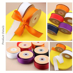 9.14 Meter Silvery Edged Polyester Grosgrain Ribbon for Flower Gift Wrapping