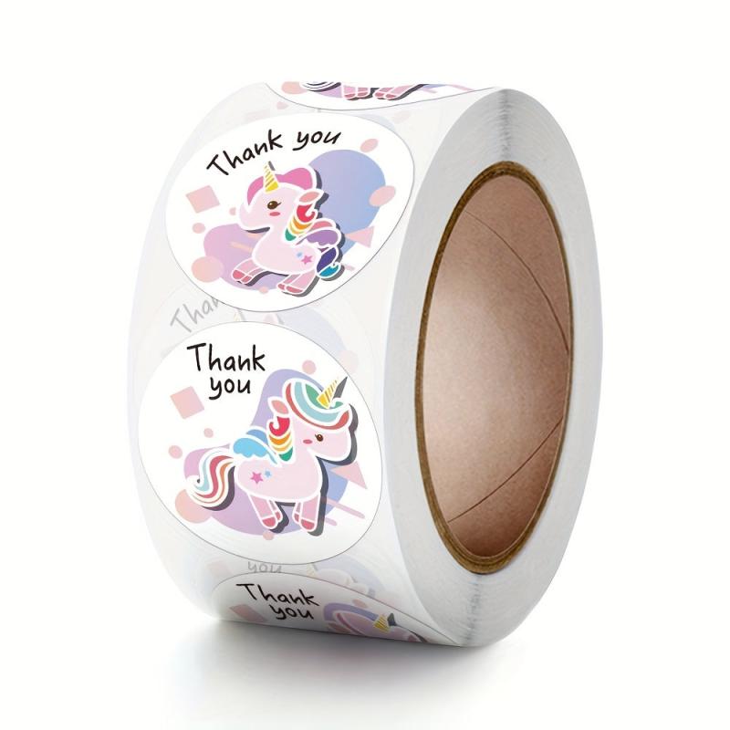500pcs Cartoon Unicorn Thank You Stickers Self-adhesive Labels