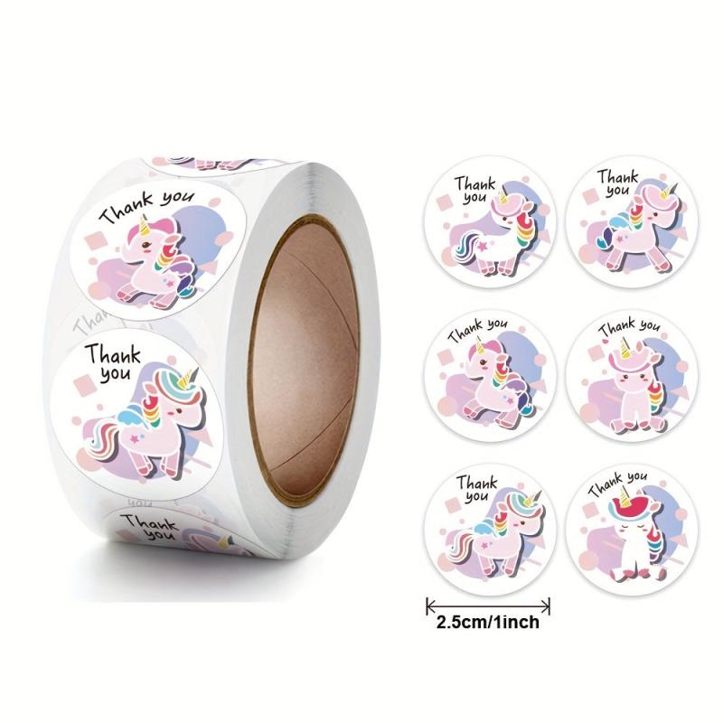 500pcs Cartoon Unicorn Thank You Stickers Self-adhesive Labels