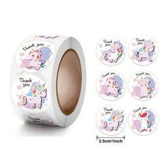 500pcs Cartoon Unicorn Thank You Stickers Self-adhesive Labels