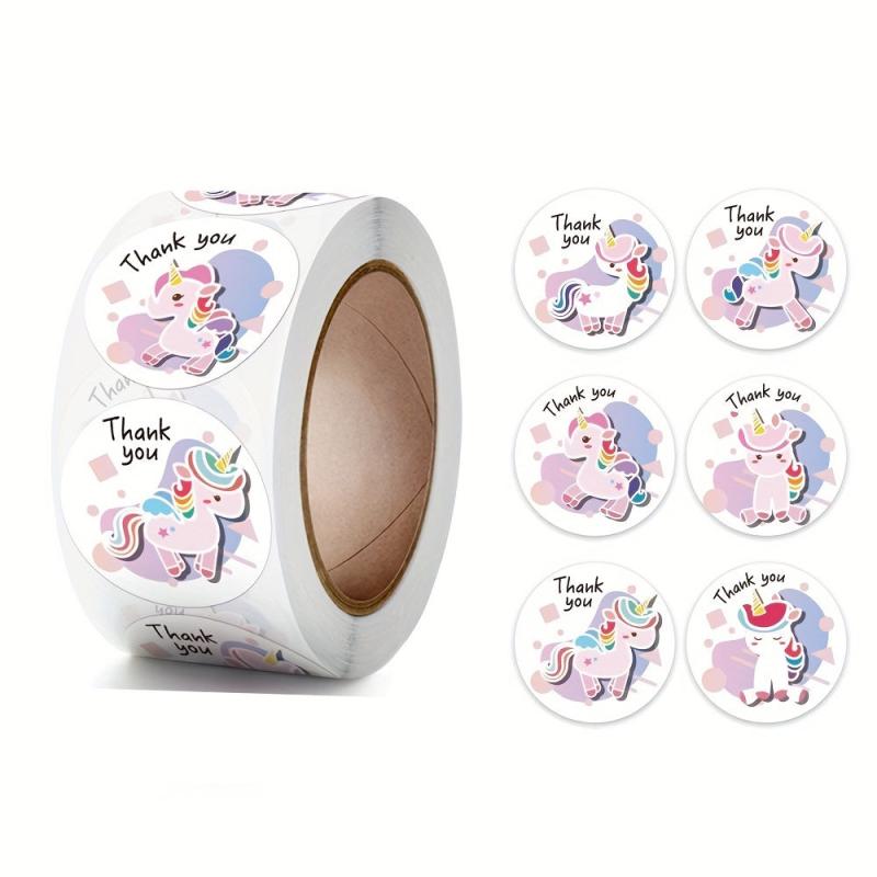 500pcs Cartoon Unicorn Thank You Stickers Self-adhesive Labels