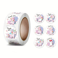 500pcs Cartoon Unicorn Thank You Stickers Self-adhesive Labels