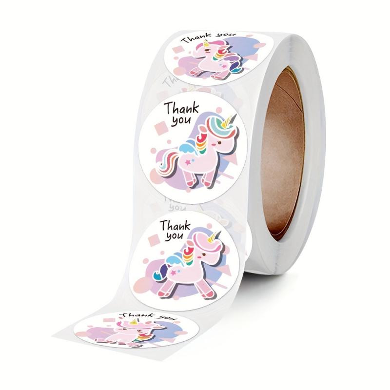 500pcs Cartoon Unicorn Thank You Stickers Self-adhesive Labels