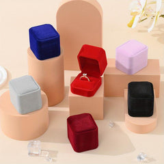 6pcs Velvet Cloth Ring Jewelry Box Gift Packaging Box For Party