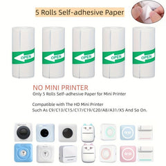 5 Rolls 57x25mm Thermal Self-adhesive Label Paper for Mini Printers