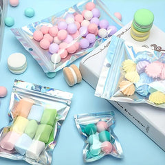 100pcs Mylar Holographic Resealable Bags Foil Pouch Ziplock Bags