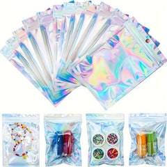 100pcs Mylar Holographic Resealable Bags Foil Pouch Ziplock Bags