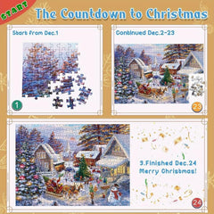 Advent Calendar Xmas Jigsaw Puzzles 1000 Pieces Gift Countdown Scene Decor