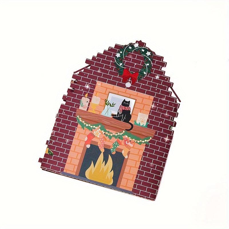1pc Merry Christmas Pop Up Card Cat Party Greeting Card Holiday Paper Carved