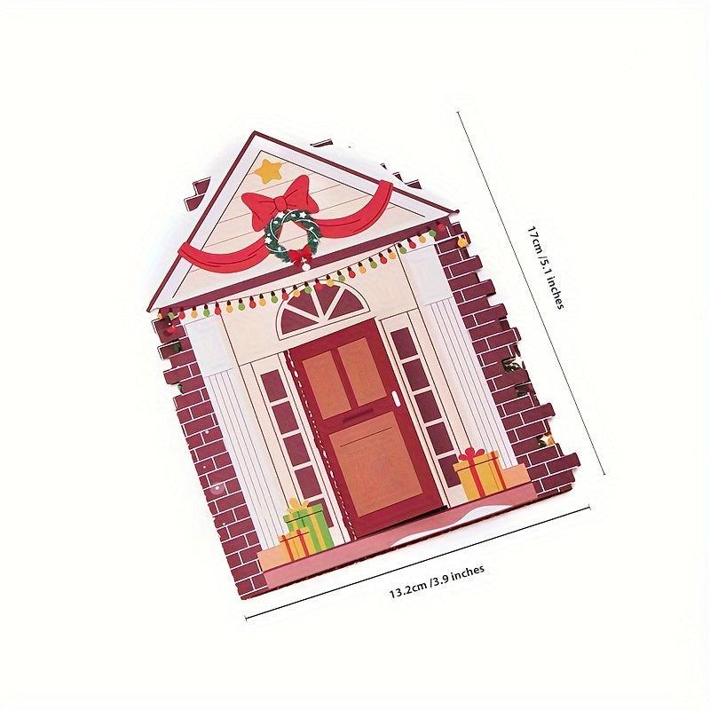 1pc Merry Christmas Pop Up Card Cat Party Greeting Card Holiday Paper Carved