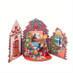 1pc Merry Christmas Pop Up Card Cat Party Greeting Card Holiday Paper Carved